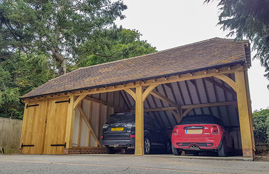 Single Storey Catslide Oak Garages - Country Oak Barns